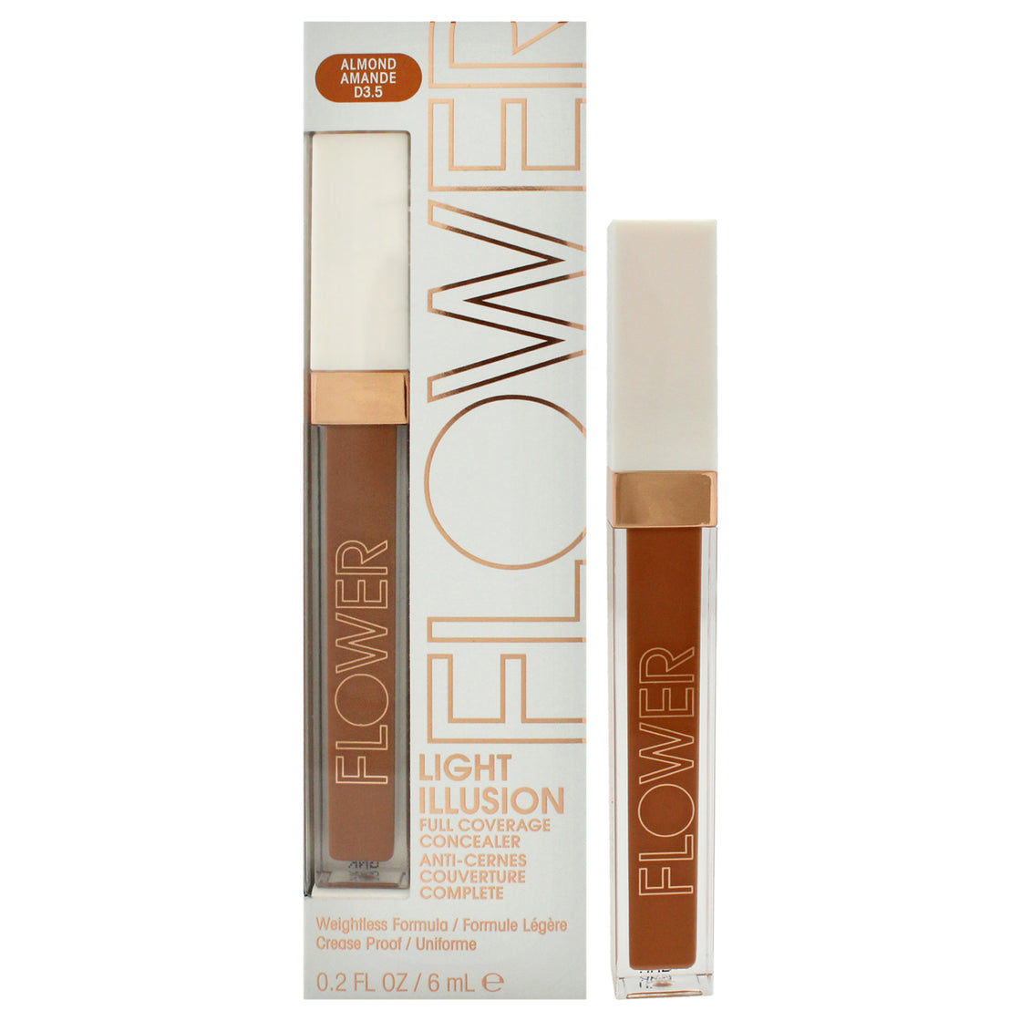 Light Illusion Full Coverage Concealer - D3.5 Almond by Flower Beauty for Women - 0.2 oz Concealer