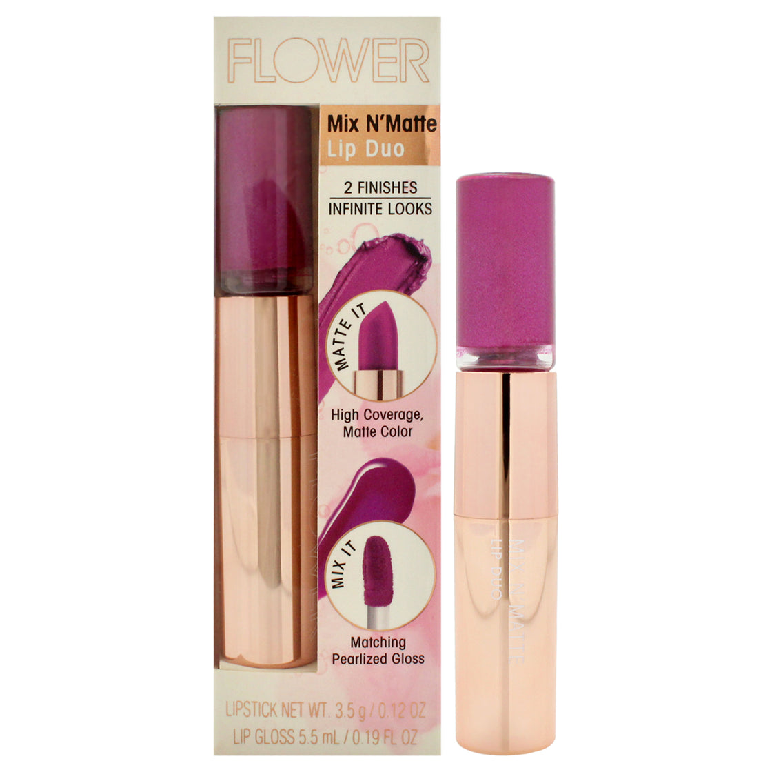 Mix N Matte Lip Duo - LD5 Violet Vixen by Flower Beauty for Women - 0.19 oz Lipstick