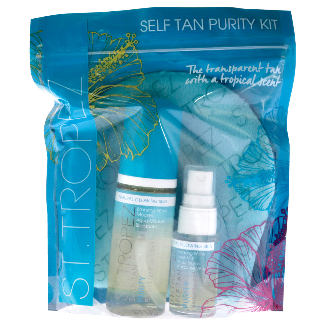 Self Tan Purity Kit by St. Tropez for Unisex - 3 Pc 1.69oz Bronzing Water Mousse, 0.47oz Bronzing Water Face Mist, Velvet Mitt