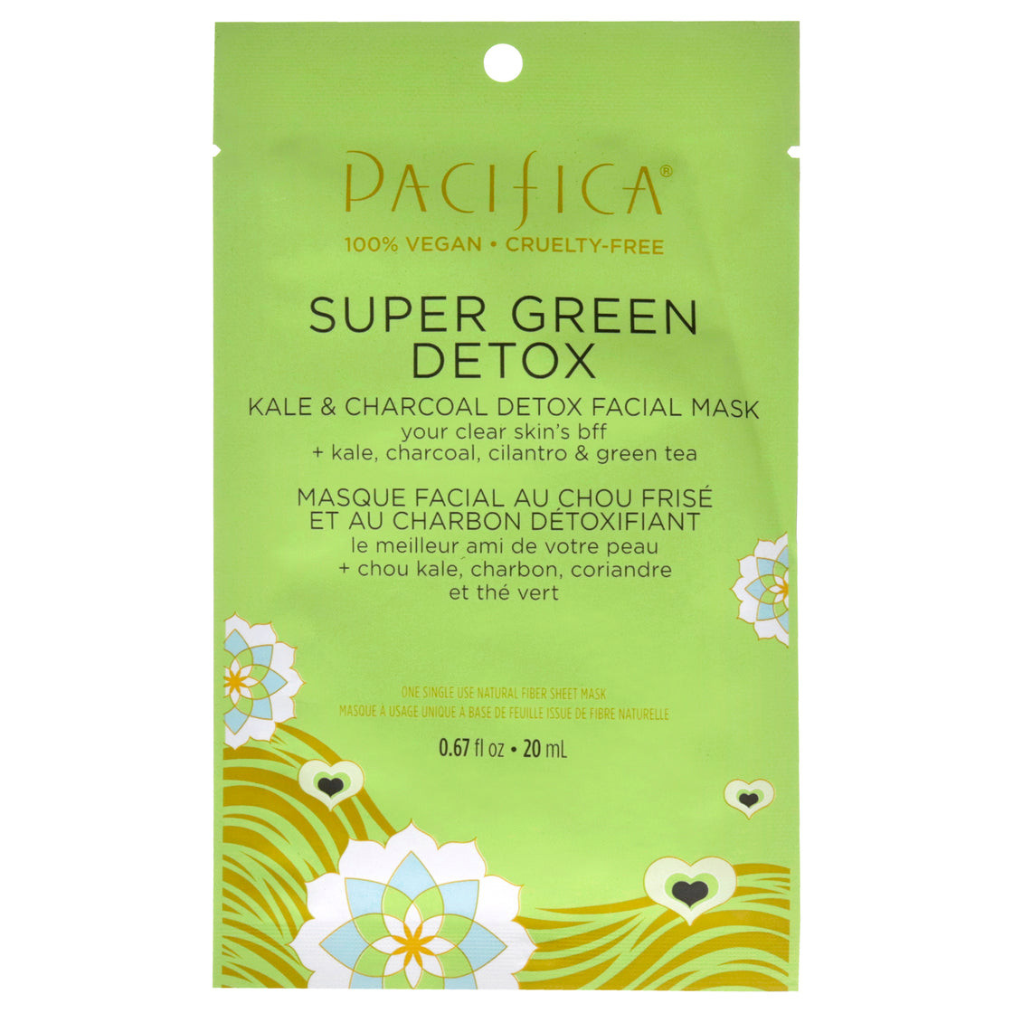 Super Green Detox Kale and Charcoal Detox Facial Mask by Pacifica for Unisex - 0.67 oz Mask