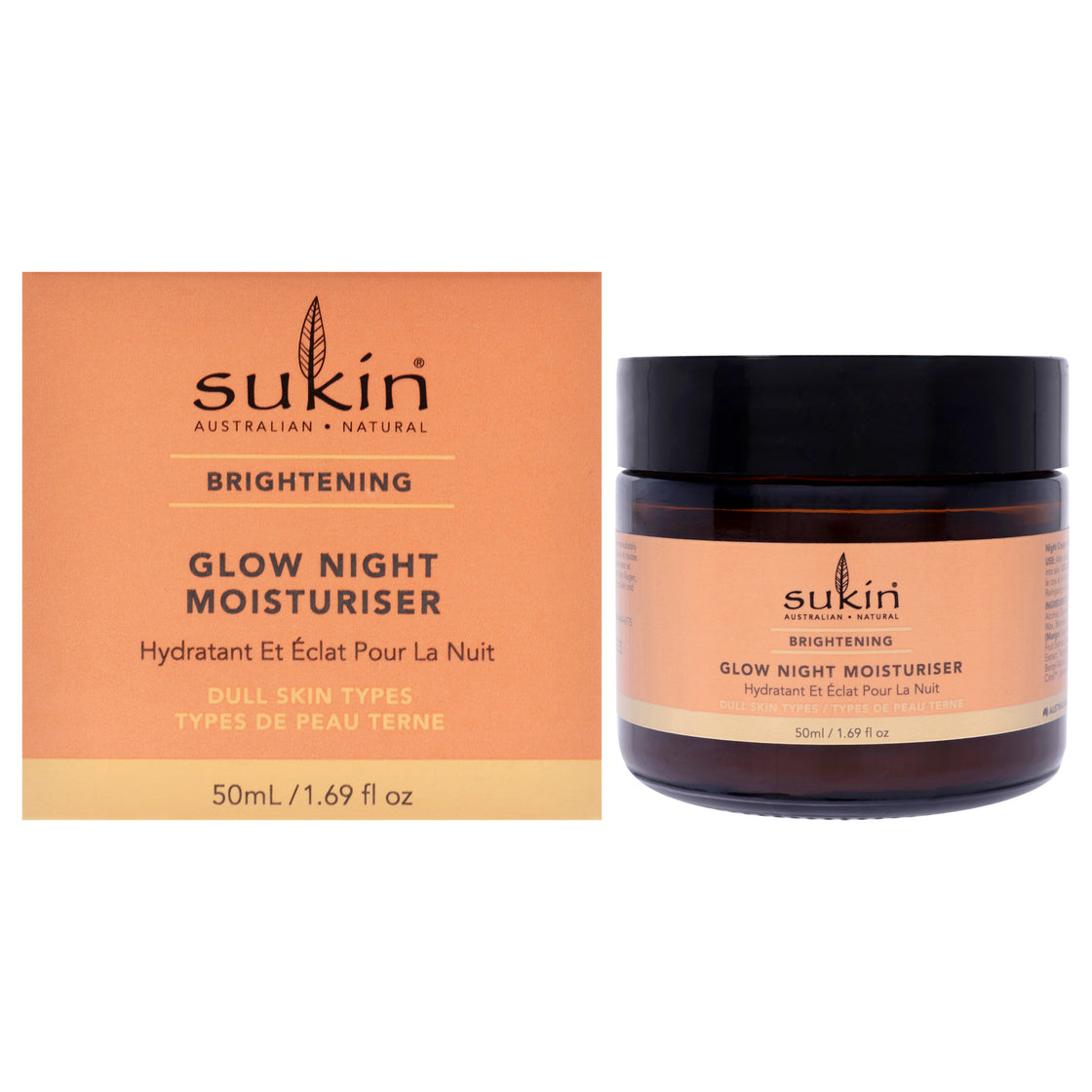 Brightening Glow Night Moisturiser by Sukin for Women - 1.69 oz Moisturizer