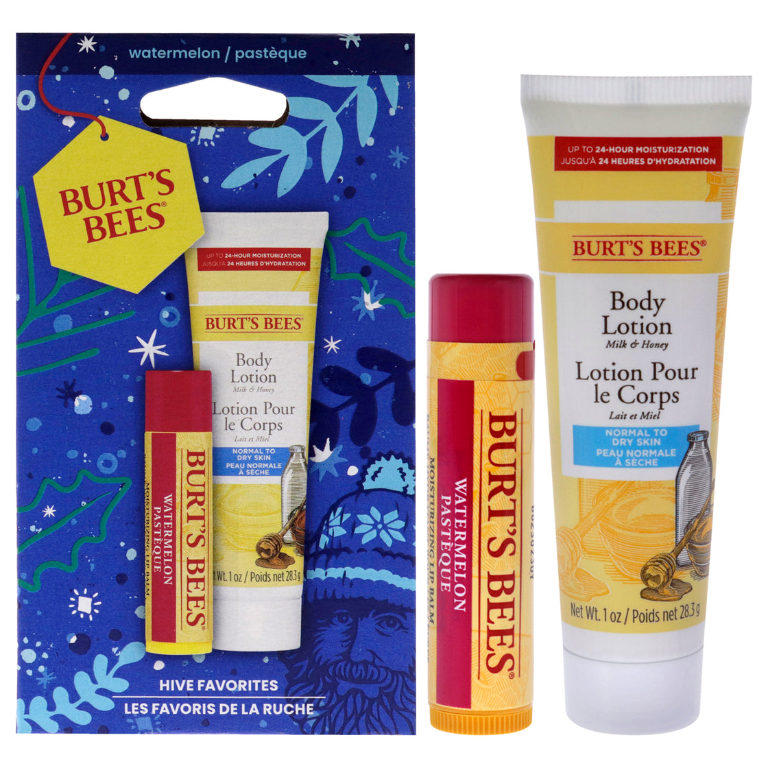 Burts Bees Hive Favorites Watermelon Gift by Burts Bees - 2 Pc 0.15oz Watermelon Lip Balm, 1oz Body Lotion