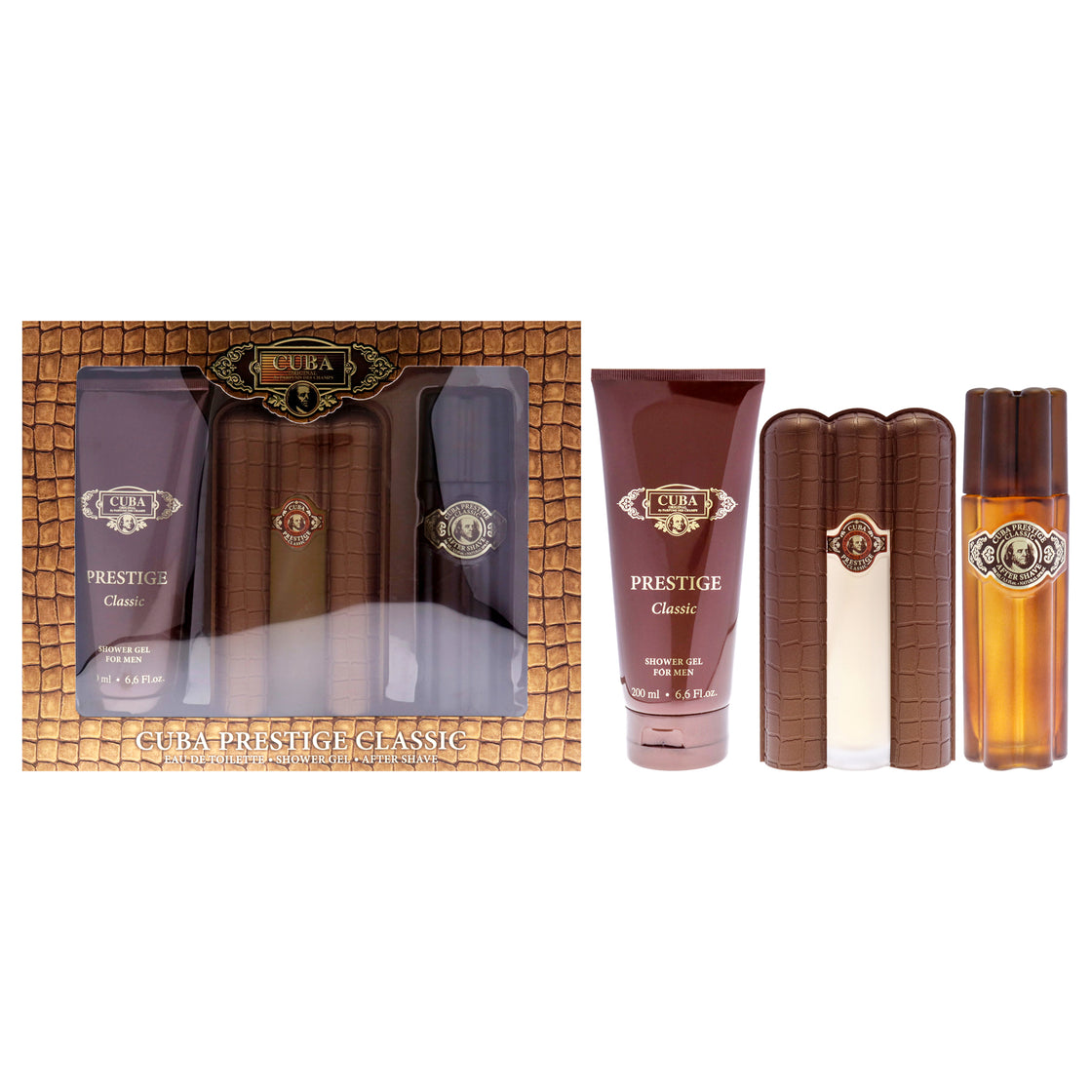 Cuba Prestige Classic by Cuba for Men - 3 Pc Gift Set 3oz EDT Spray, 6.7oz Shower Gel, 3.3oz After Shave