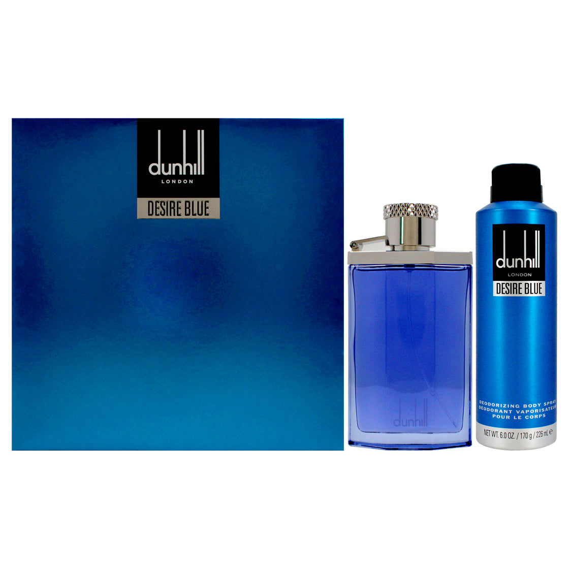 Desire Blue by Alfred Dunhill for Men - 2 Pc Gift Set 3.4oz EDT Spray, 6oz Deodorant Spray