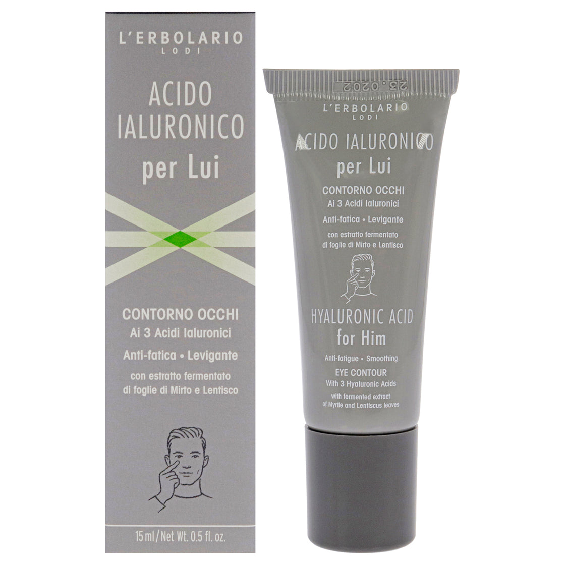 Hyaluronic Anti-Fatigue Smoothing Eye Contour by LErbolario for Men - 0.5 oz Gel