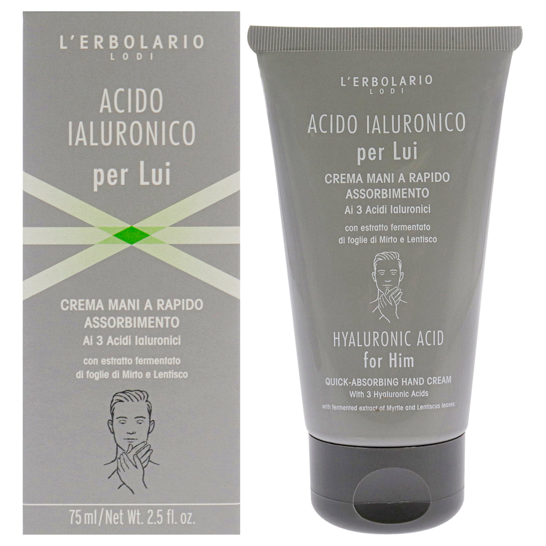 Hyaluronic Acid Quick-Absorbing Hand Cream by LErbolario for Men - 2.5 oz Cream