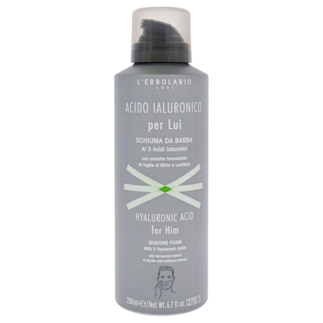 Hyaluronic Acid Shaving Foam by LErbolario for Men - 6.7 oz Foam