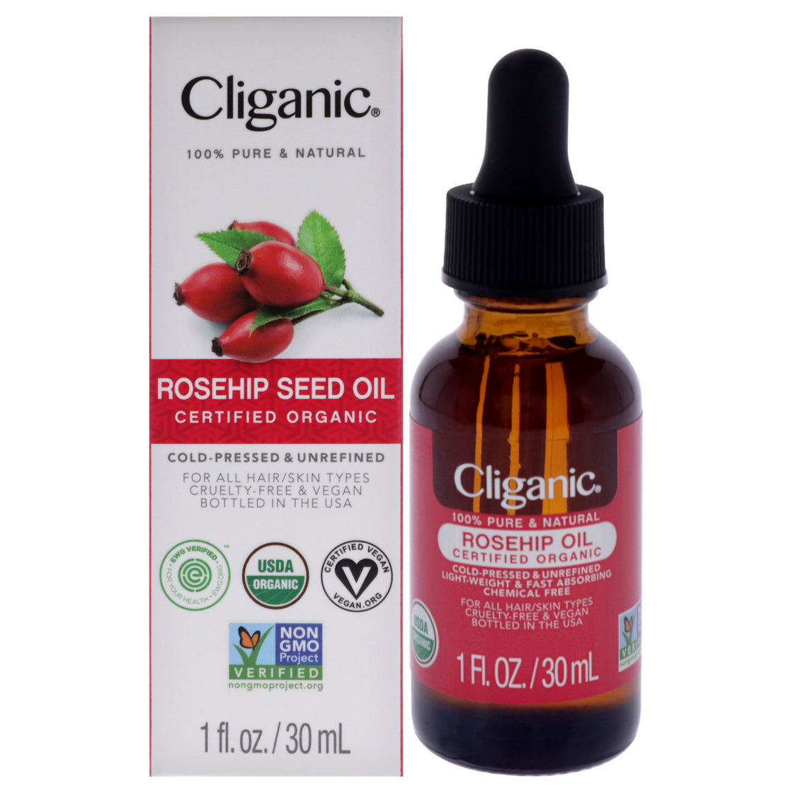 Organic Rosehip Seed by Cliganic for Unisex - 1 oz Oil