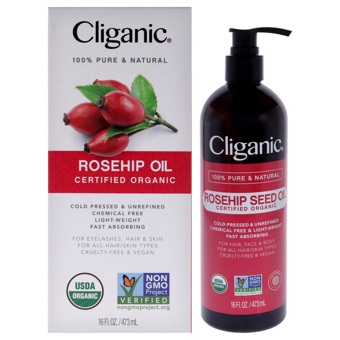 Organic Rosehip Seed by Cliganic for Unisex - 16 oz Oil