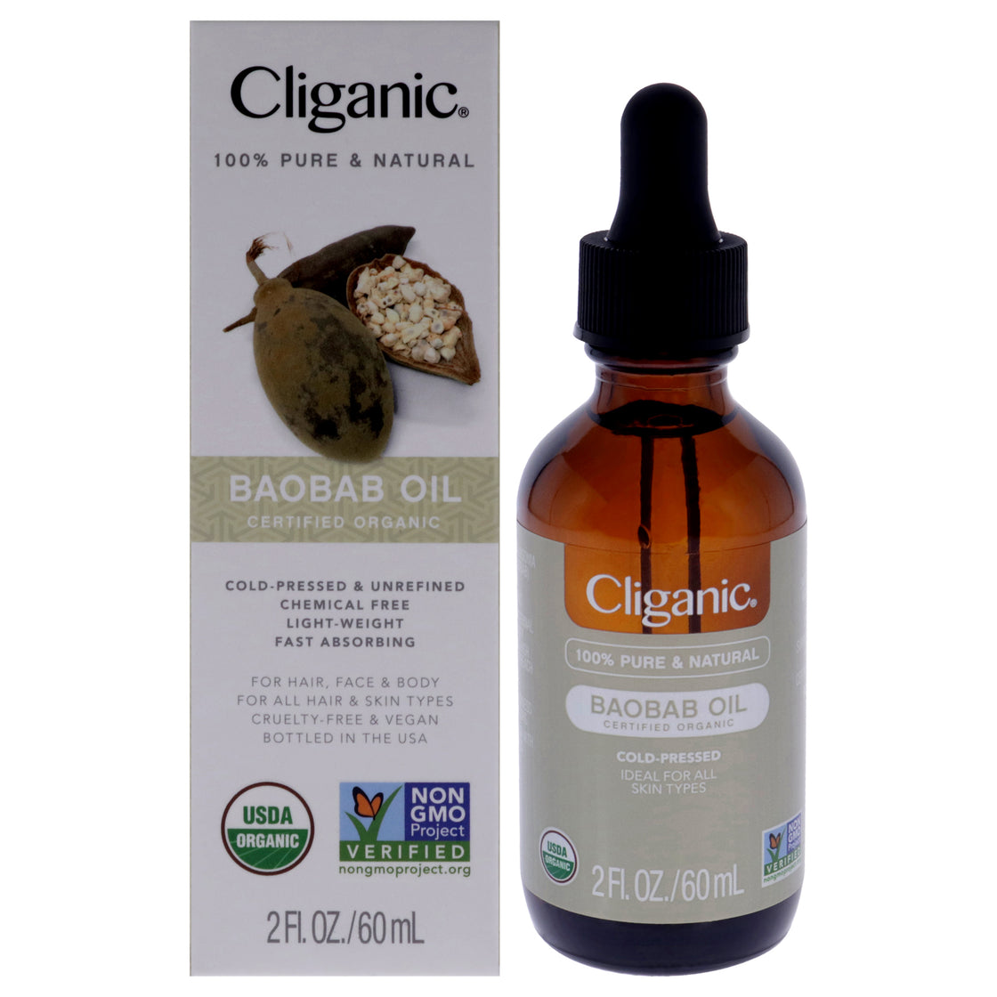 Organic Baobab by Cliganic for Unisex - 2 oz Oil