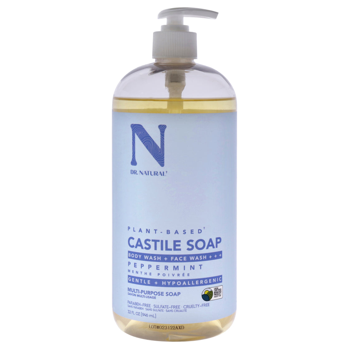 Castile Liquid Soap - Peppermint by Dr. Natural for Unisex - 32 oz Soap