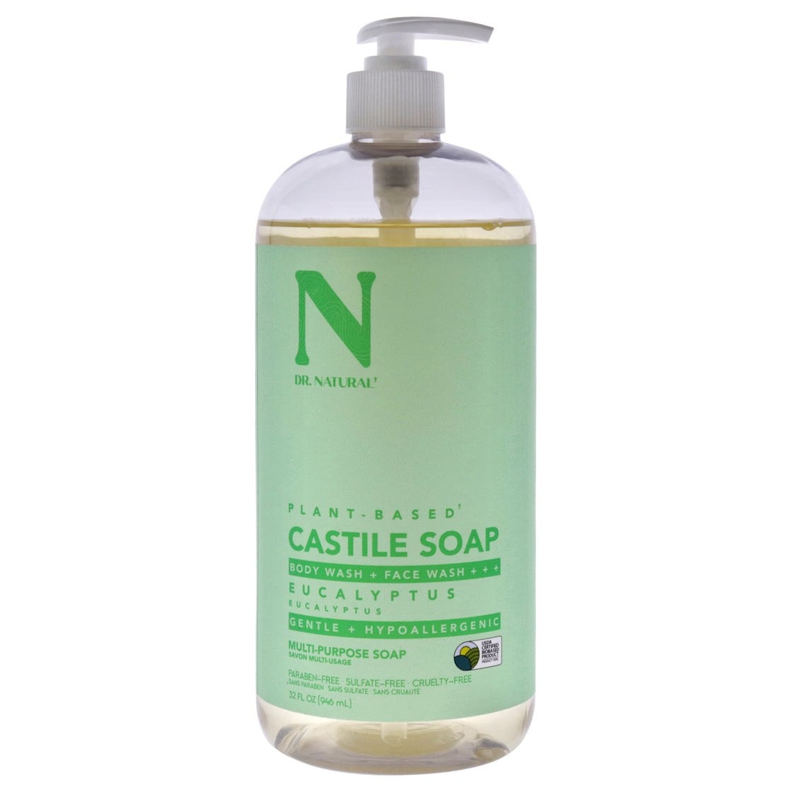 Castile Liquid Soap - Eucalyptus by Dr. Natural for Unisex - 32 oz Soap