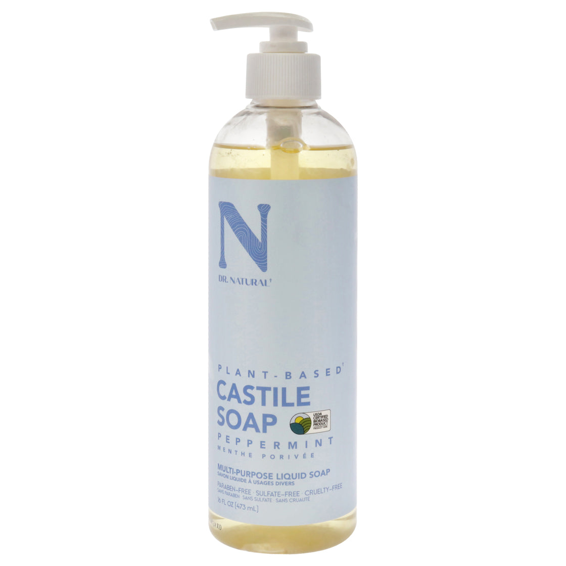 Castile Liquid Soap - Peppermint by Dr. Natural for Unisex - 16 oz Soap