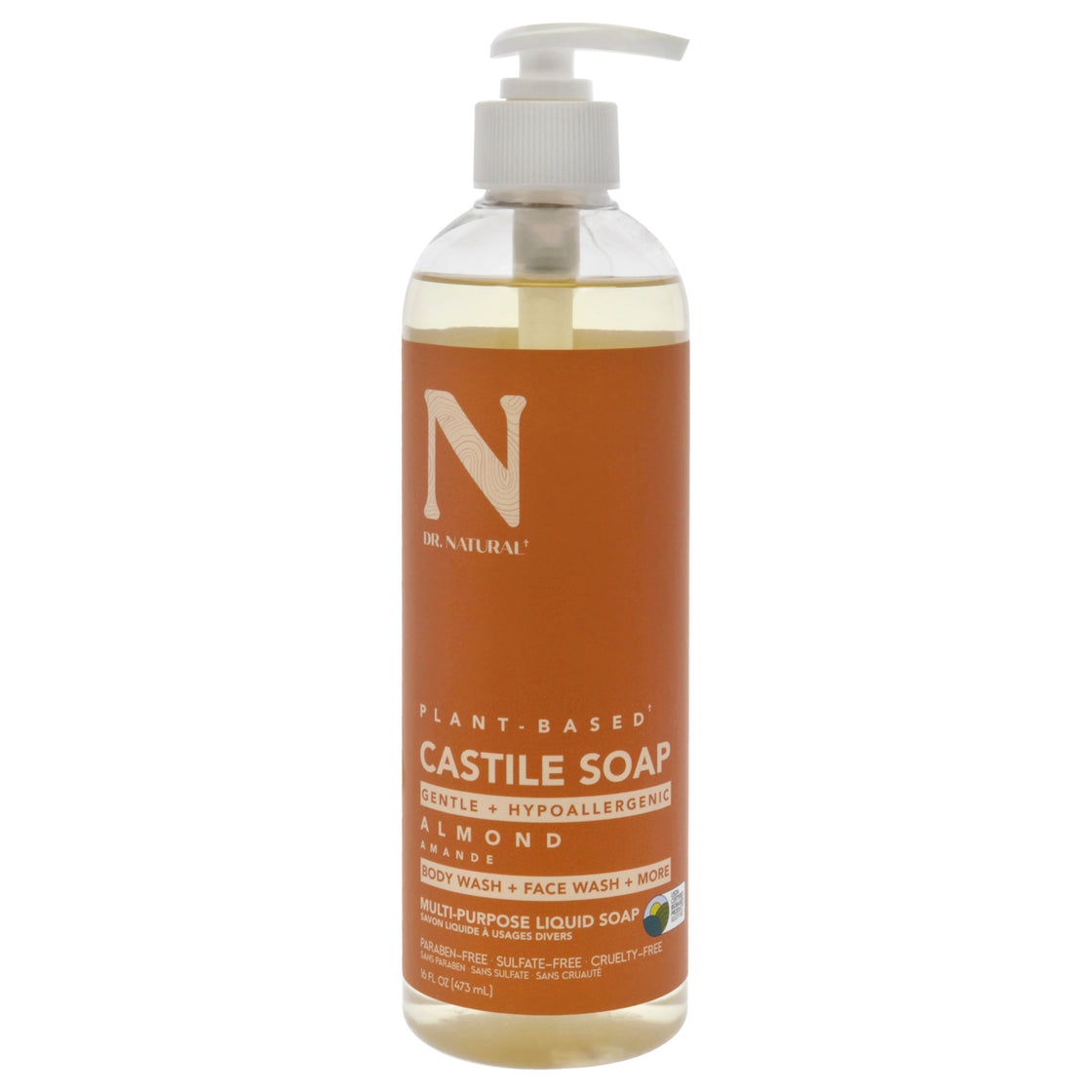 Castile Liquid Soap - Almond by Dr. Natural for Unisex - 16 oz Soap