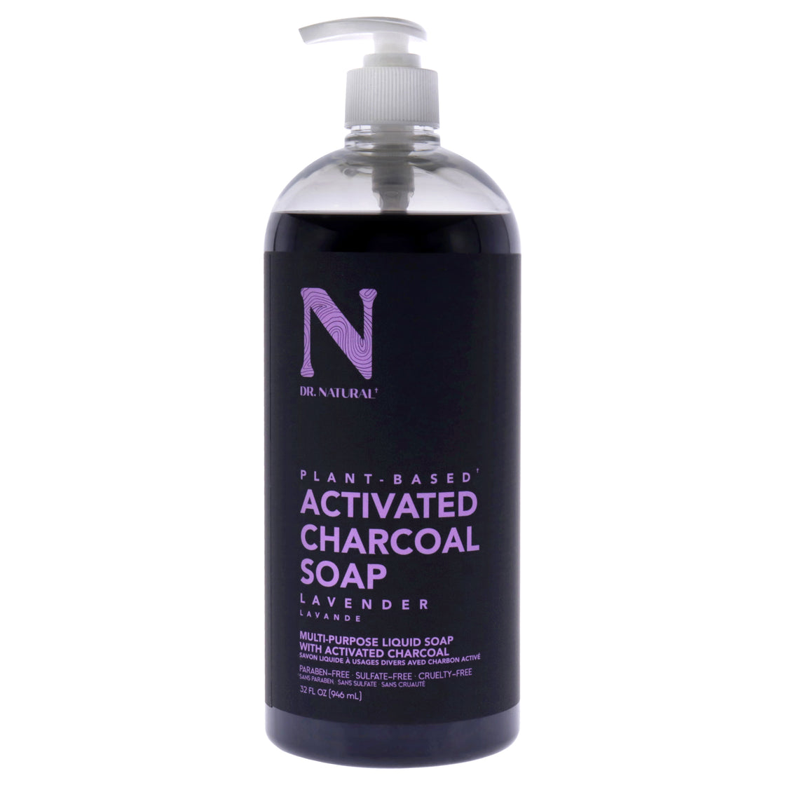 Activated Charcoal Liquid Soap - Lavender by Dr. Natural for Unisex - 32 oz Soap