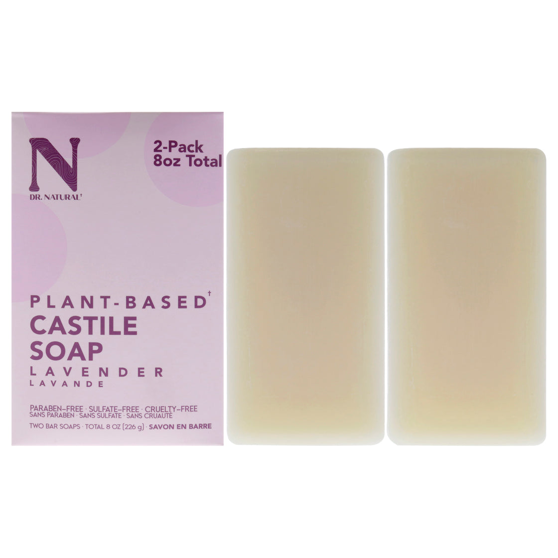 Castile Bar Soap - Lavender by Dr. Natural for Unisex - 2 x 8 oz Soap