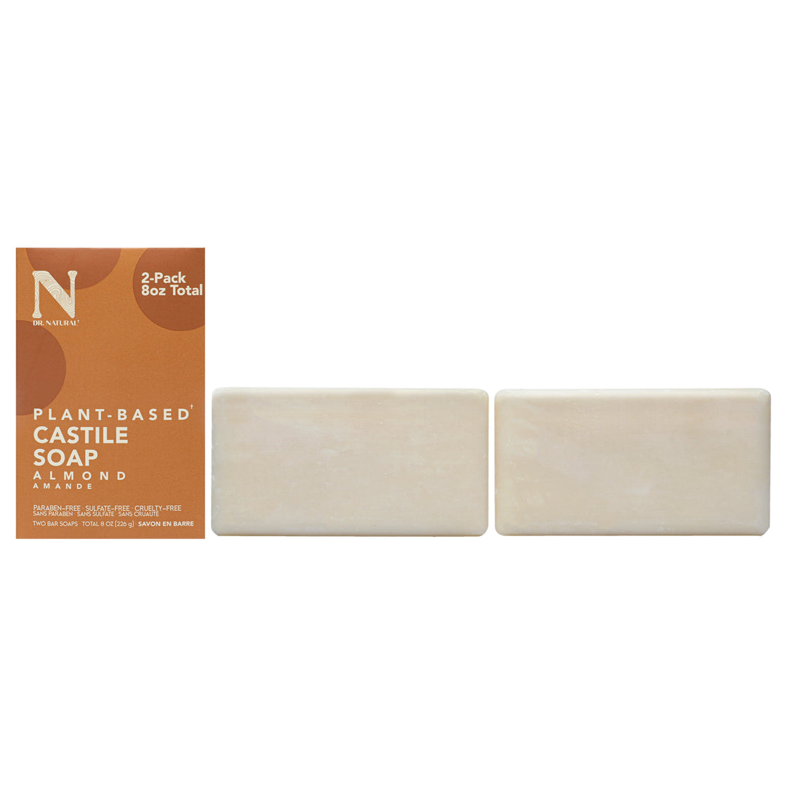 Castile Bar Soap - Almond by Dr. Natural for Unisex - 2 x 8 oz Soap