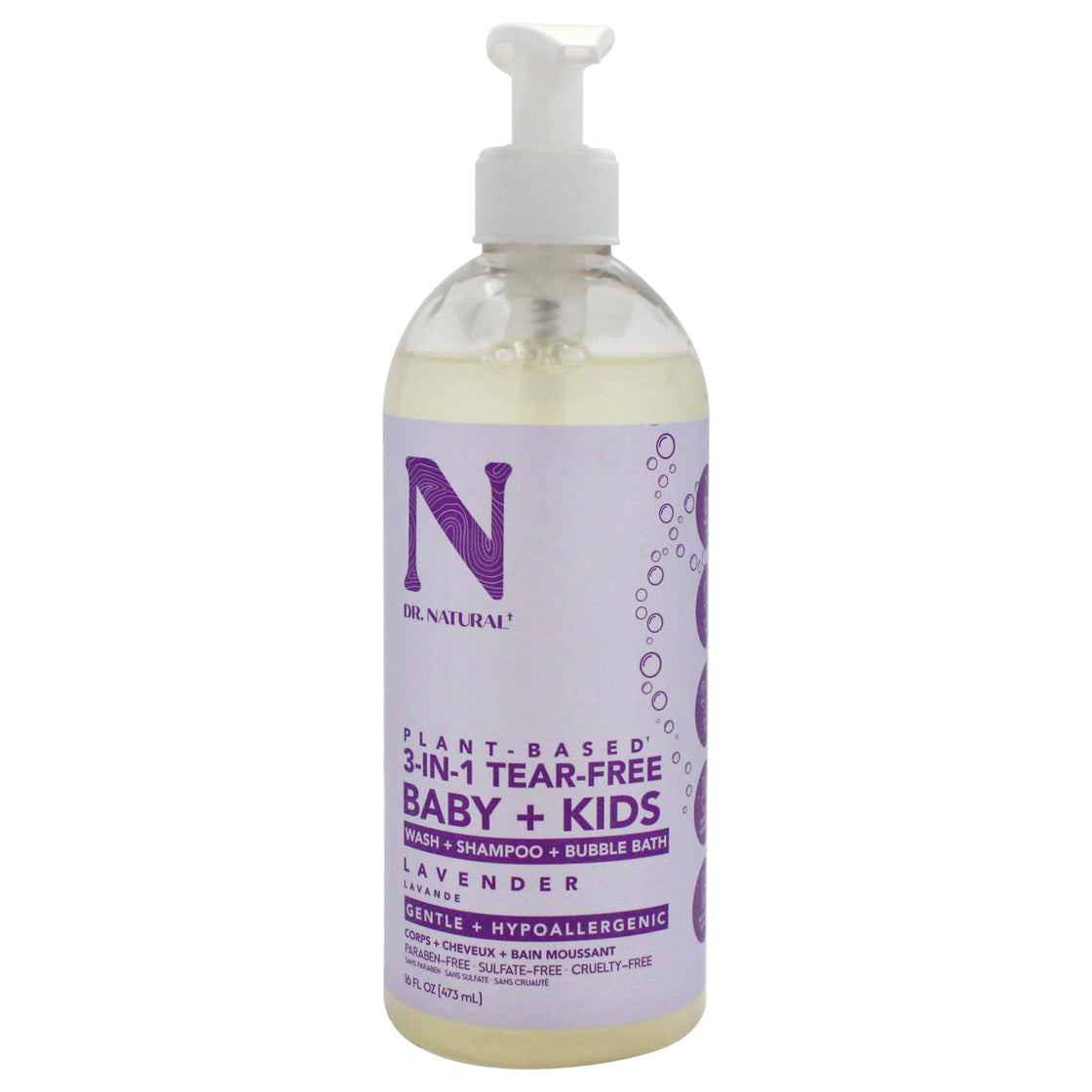 3-in-1 Tear-Free Baby Plus Kids Soap - Lavender by Dr. Natural for Kids - 16 oz Soap