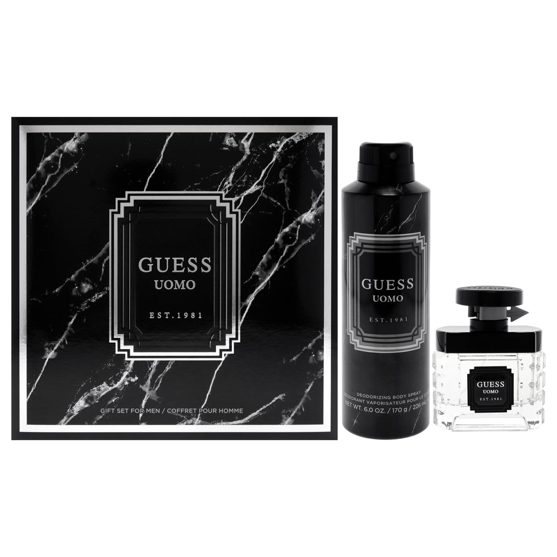 Guess Uomo by Guess for Men - 2 Pc Gift Set 1.7oz EDT Spray, 6oz Deodorizing Body Spray