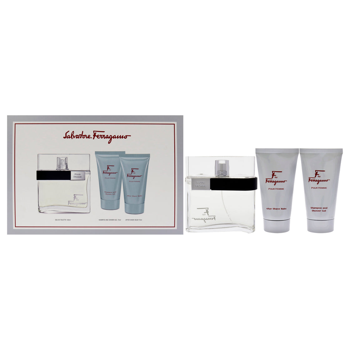 F by Salvatore Ferragamo for Men - 3 Pc Gift Set 3.4oz EDT Spray, 2.5oz Shower Gel, 2.5oz After Shave Balm