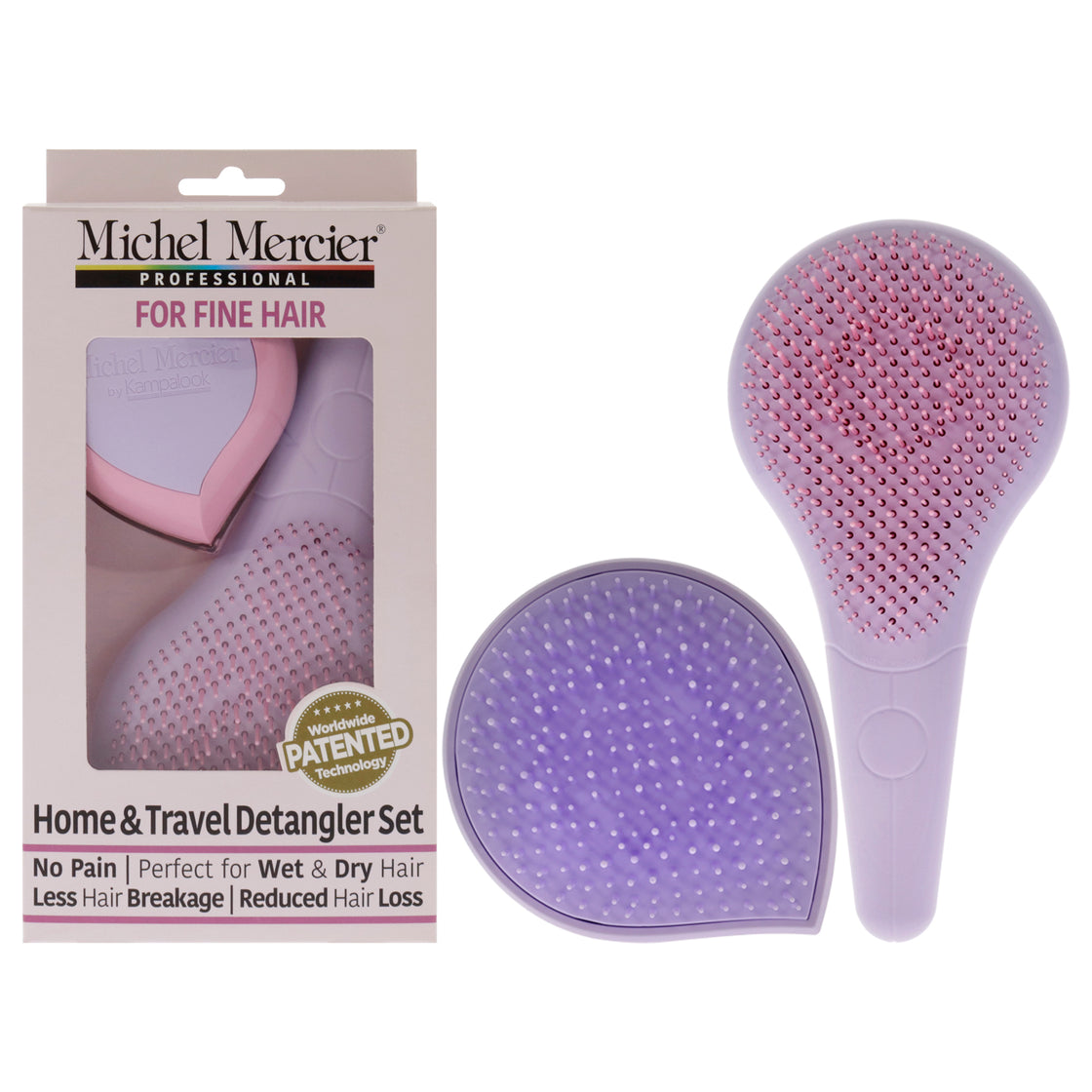 Home and Travel Detangler Set - Fine Hair by Michel Mercier for Unisex - 2 Pc The Classic Detangler Brush, The Travel Detangler Brush