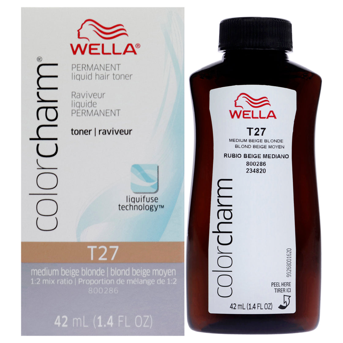 Color Charm Permanent Liquid Toner - T27 Medium Beige Blonde by Wella for Women - 1.4 oz Toner