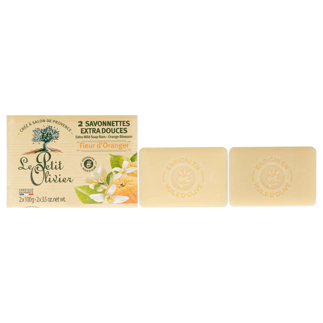 Extra Mild Soap - Orange Blossom by Le Petit Olivier for Unisex - 2 x 3.5 oz Soap