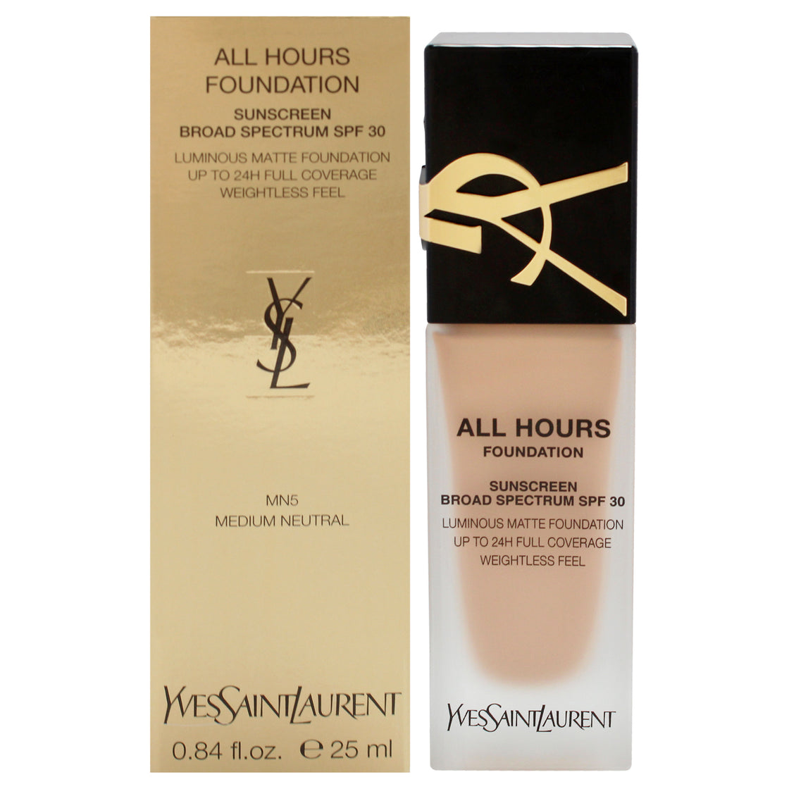 All Hours Foundation SPF 30 - MN5 Medium Neutral by Yves Saint Laurent for Women - 0.84 oz Foundation