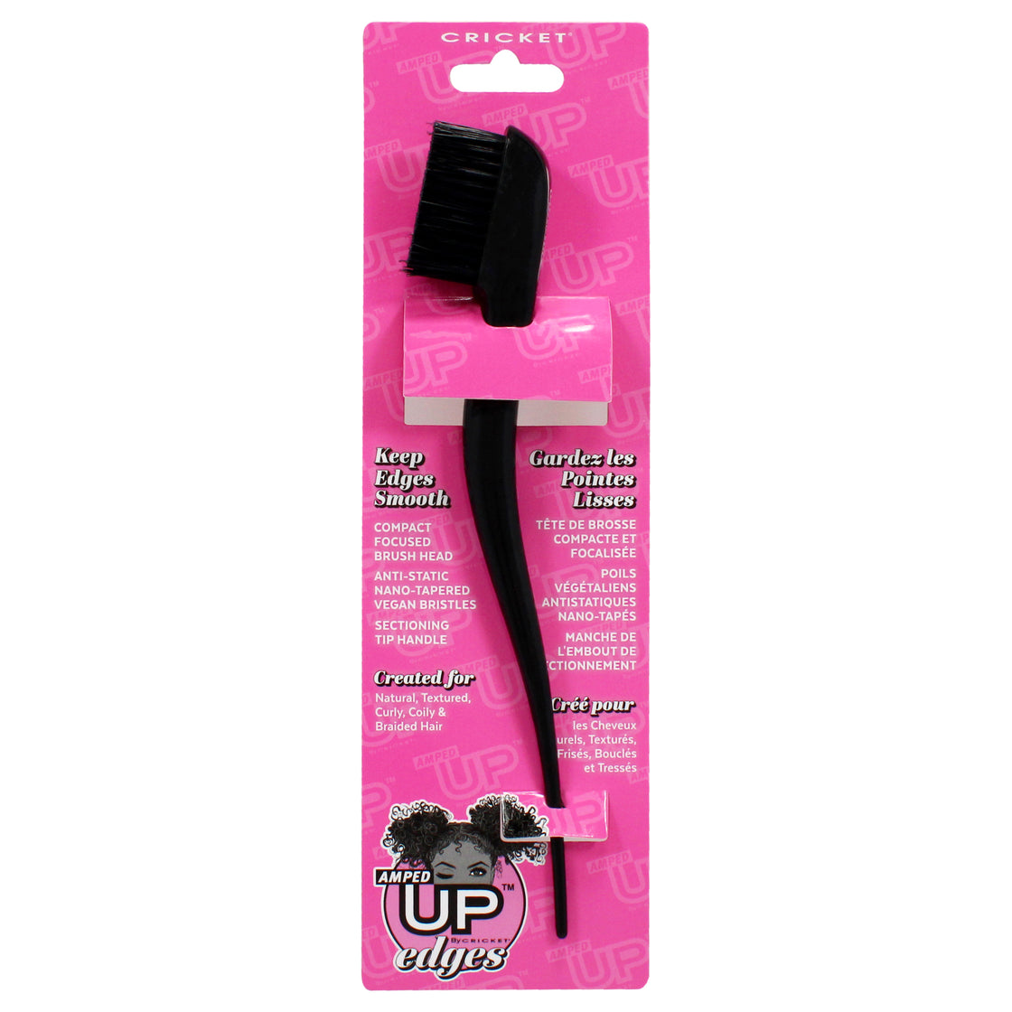 Amped Up Edges Brush - Black by Cricket for Unisex - 1 Pc Hair Brush