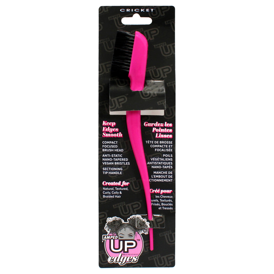 Amped Up Edges Brush - Pink by Cricket for Unisex - 1 Pc Hair Brush