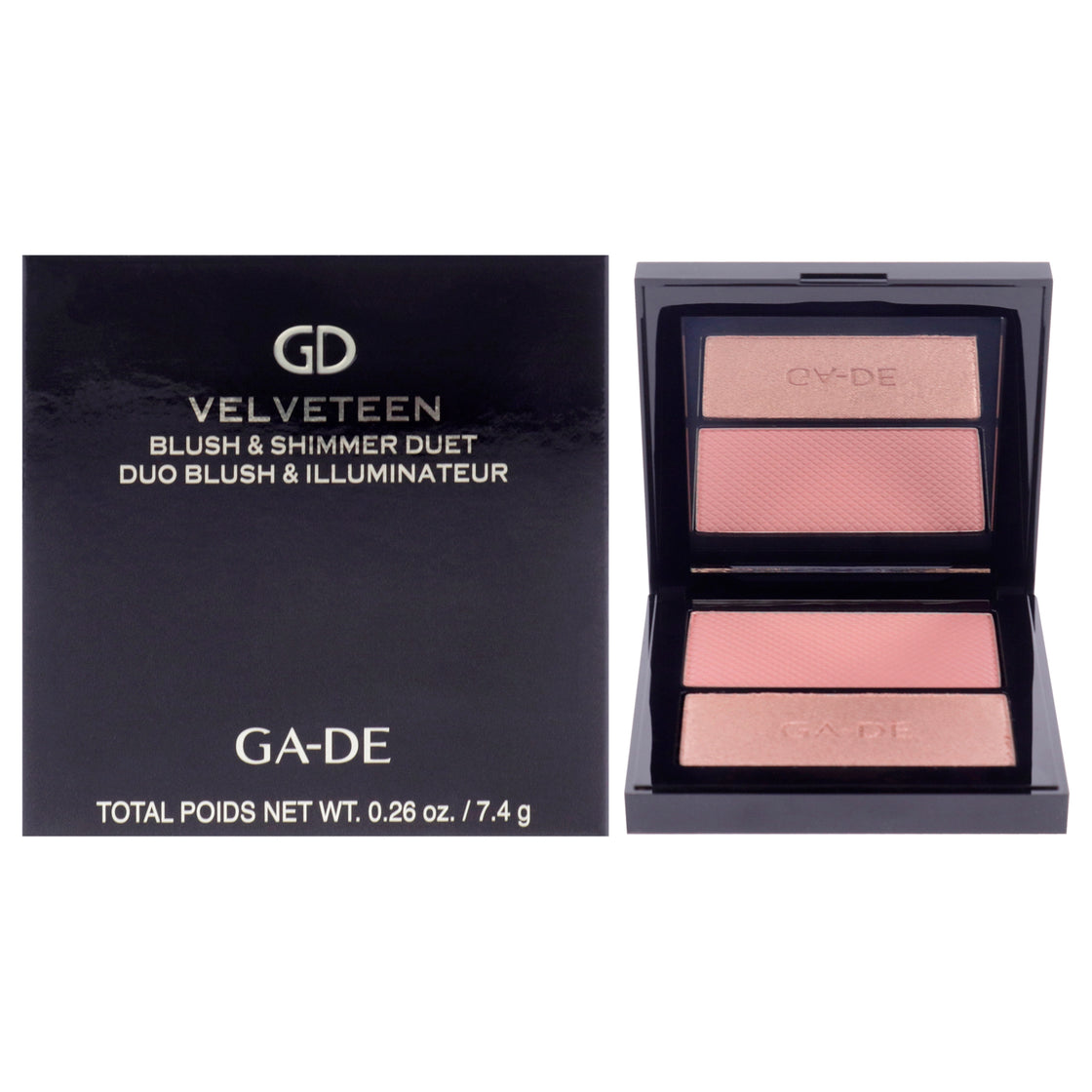 Velveteen Blush and Shimmer Duet - 50 Rose and Glow by GA-DE for Women - 0.26 oz Blush