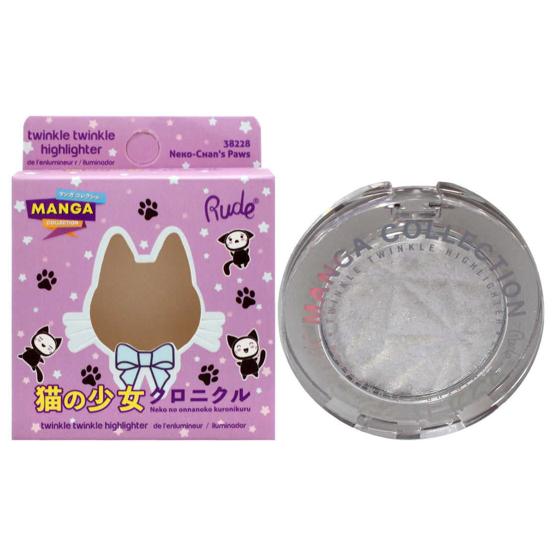 Manga Collection Twinkle Twinkle Highlighter - 38228 Neko-Chans Paws by Rude Cosmetics for Women - 0.14 oz Highlighter