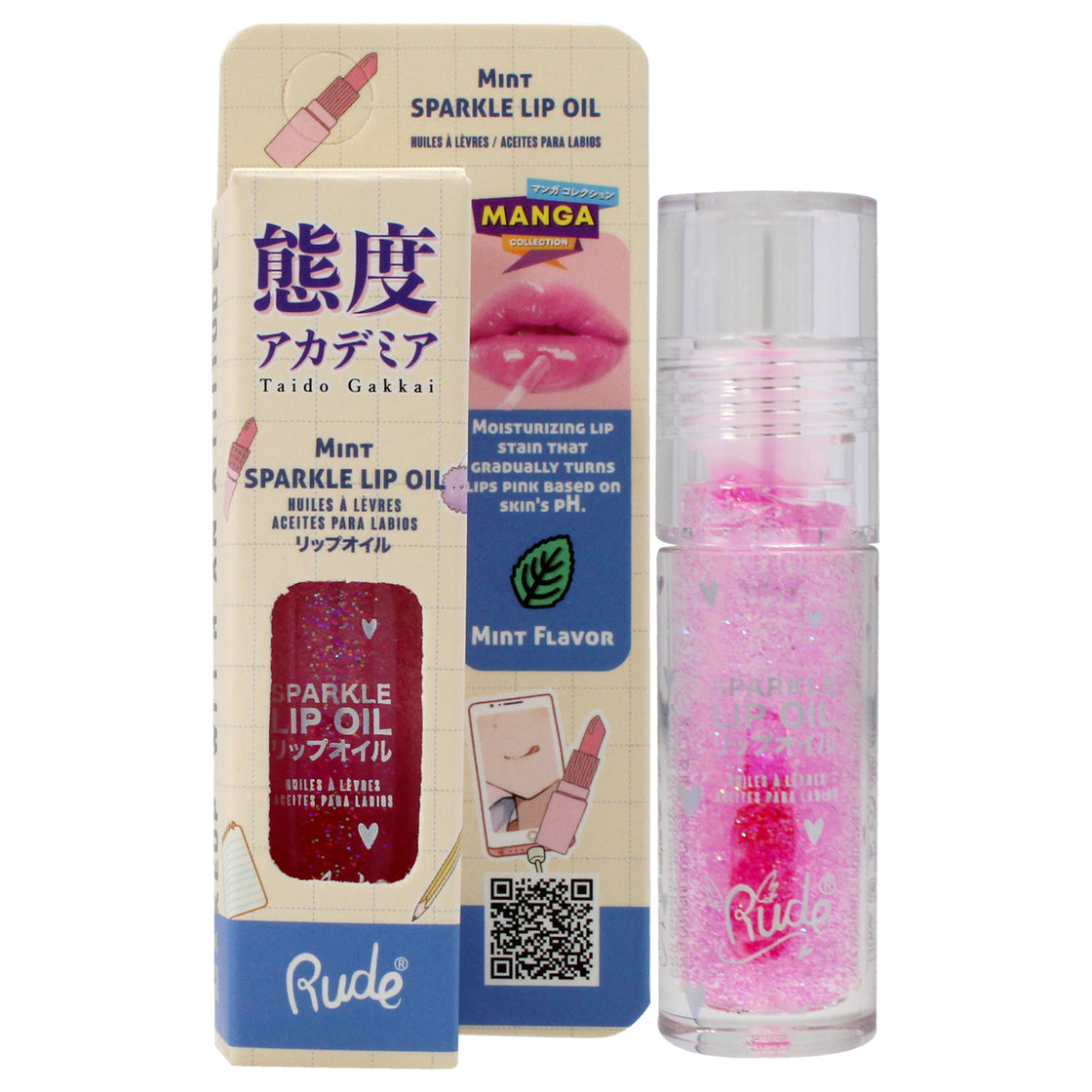 Manga Collection Manga Sparkle Lip Oil - Mint by Rude Cosmetics for Women