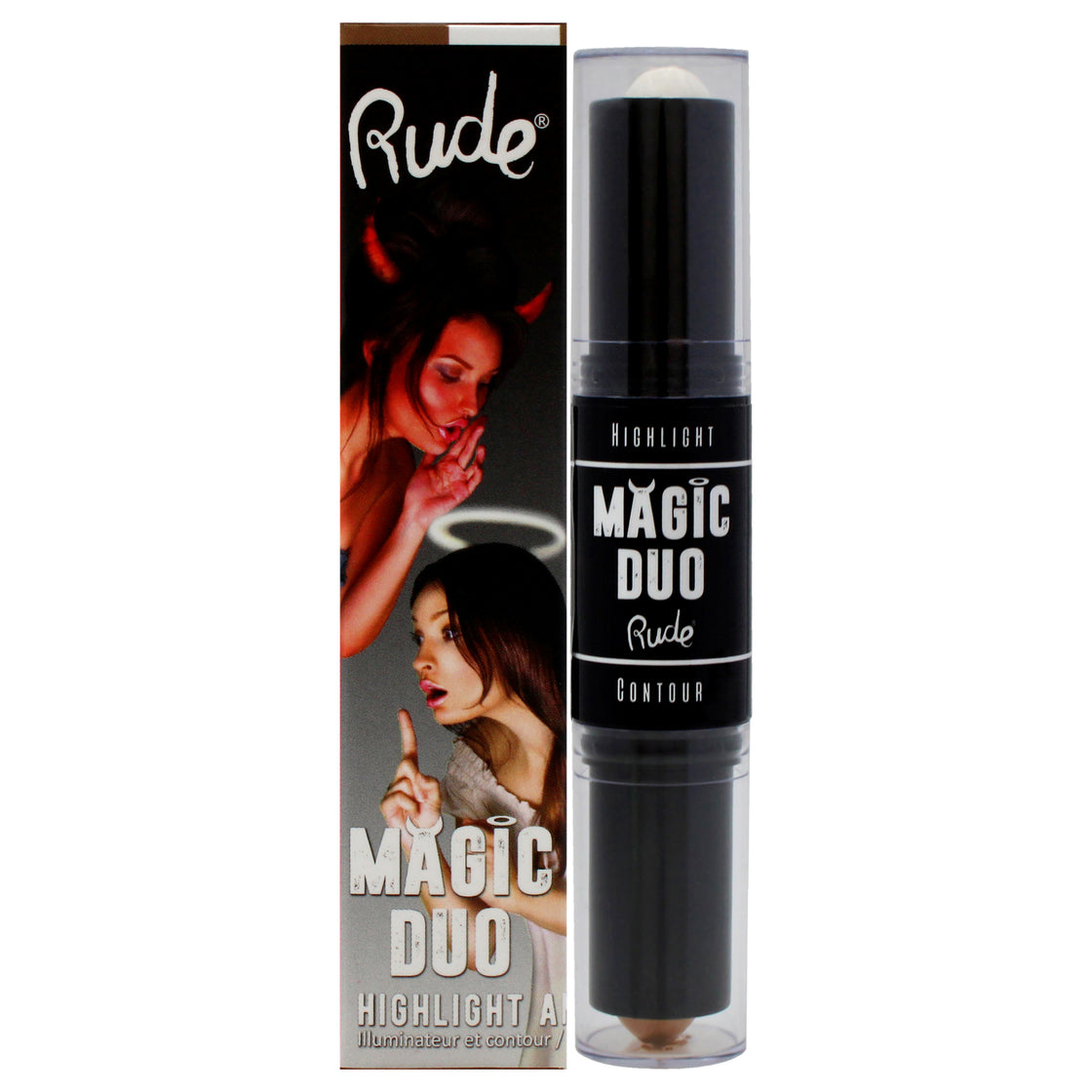 Magic Duo Highlight and Contour - Light by Rude Cosmetics for Women - 2 x 0.15 oz Highlight and Contour