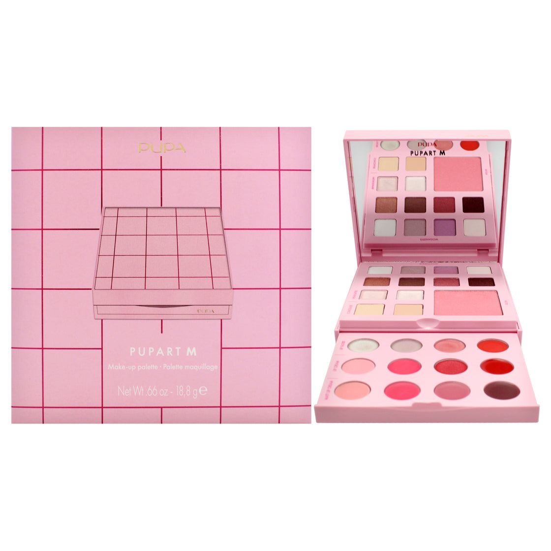 Pupart M Make-Up Palette - 002 Pink by Pupa Milano for Women - 0.66 oz Makeup