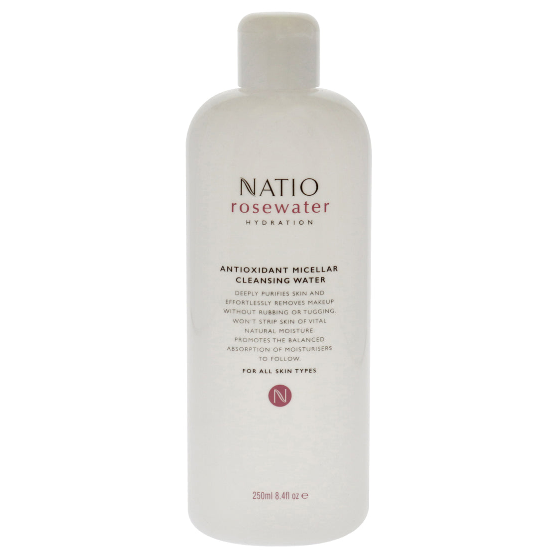 Rosewater Antioxidant Micellar Cleansing Water by Natio for Women - 8.4 oz Cleanser