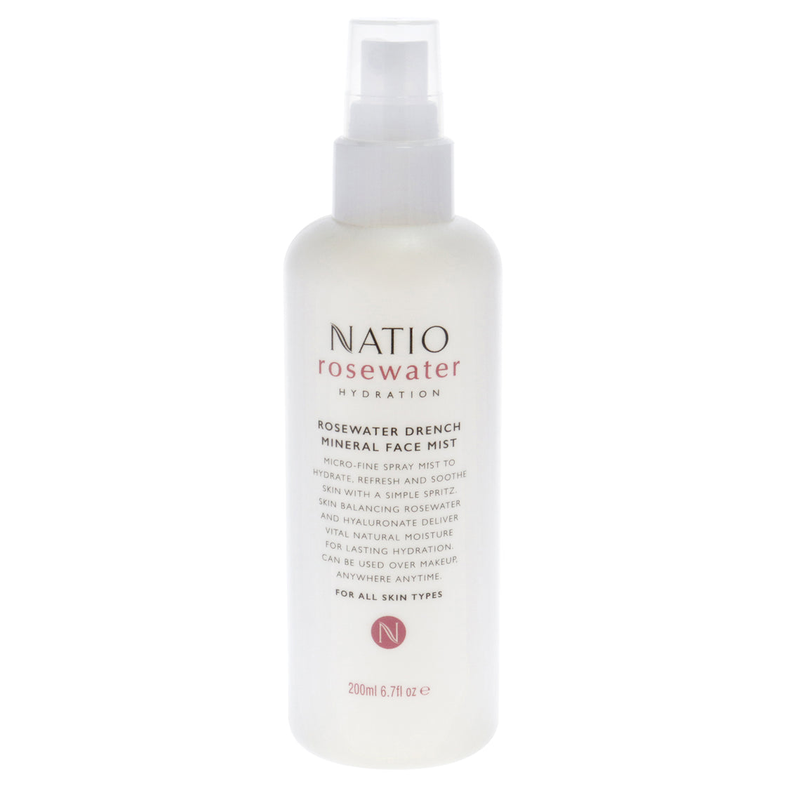 Rosewater Drench Mineral Face Mist by Natio for Women - 6.7 oz Mist