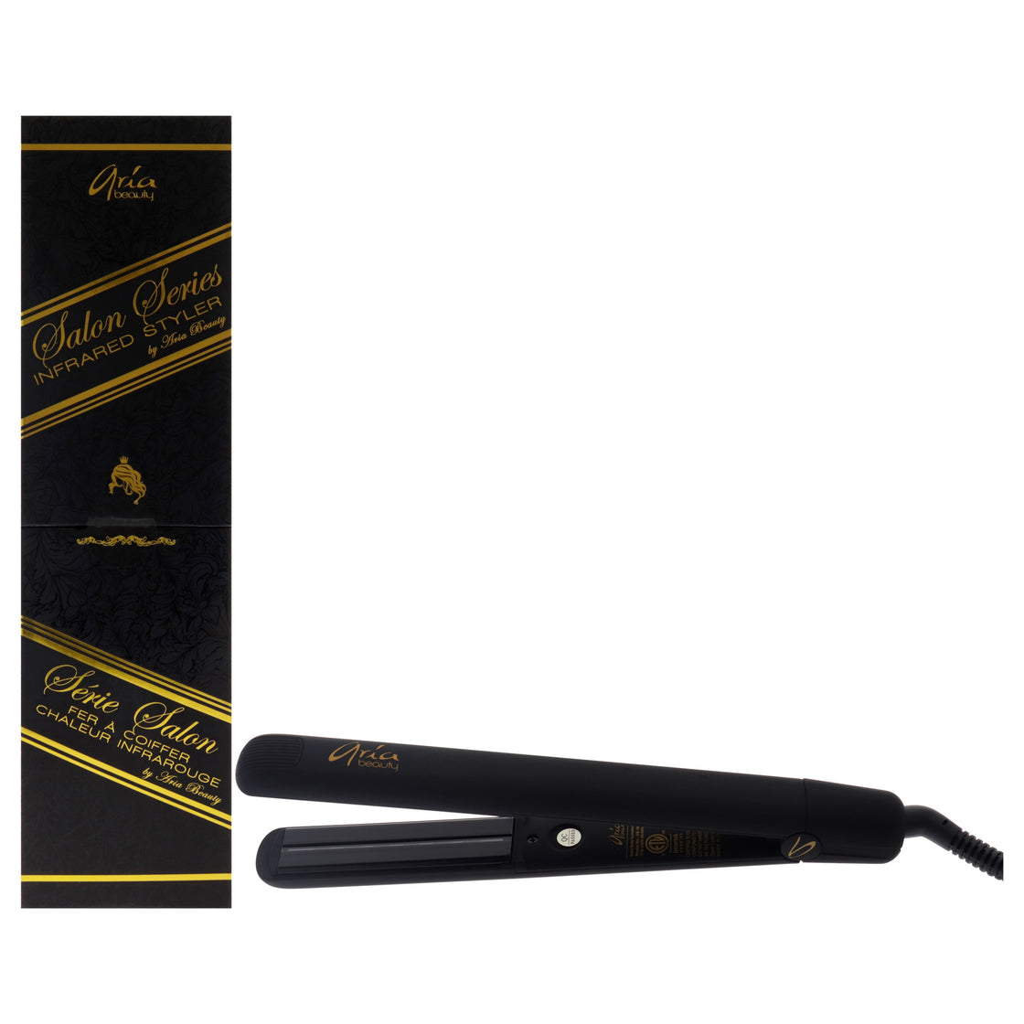 Infused Ceramic Plates Hair Straightener - Black by Aria Beauty for Women - 1 Pc Flat Iron