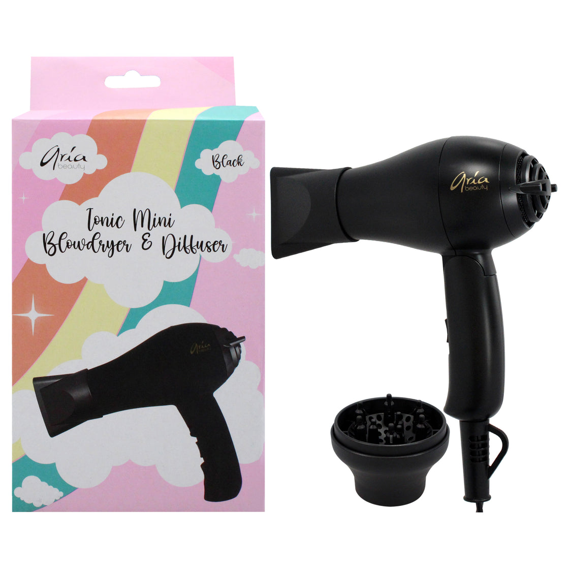 Tonic Mini Blow Dryer and Diffuser - Black by Aria Beauty for Women - 1 Pc Hair Dryer