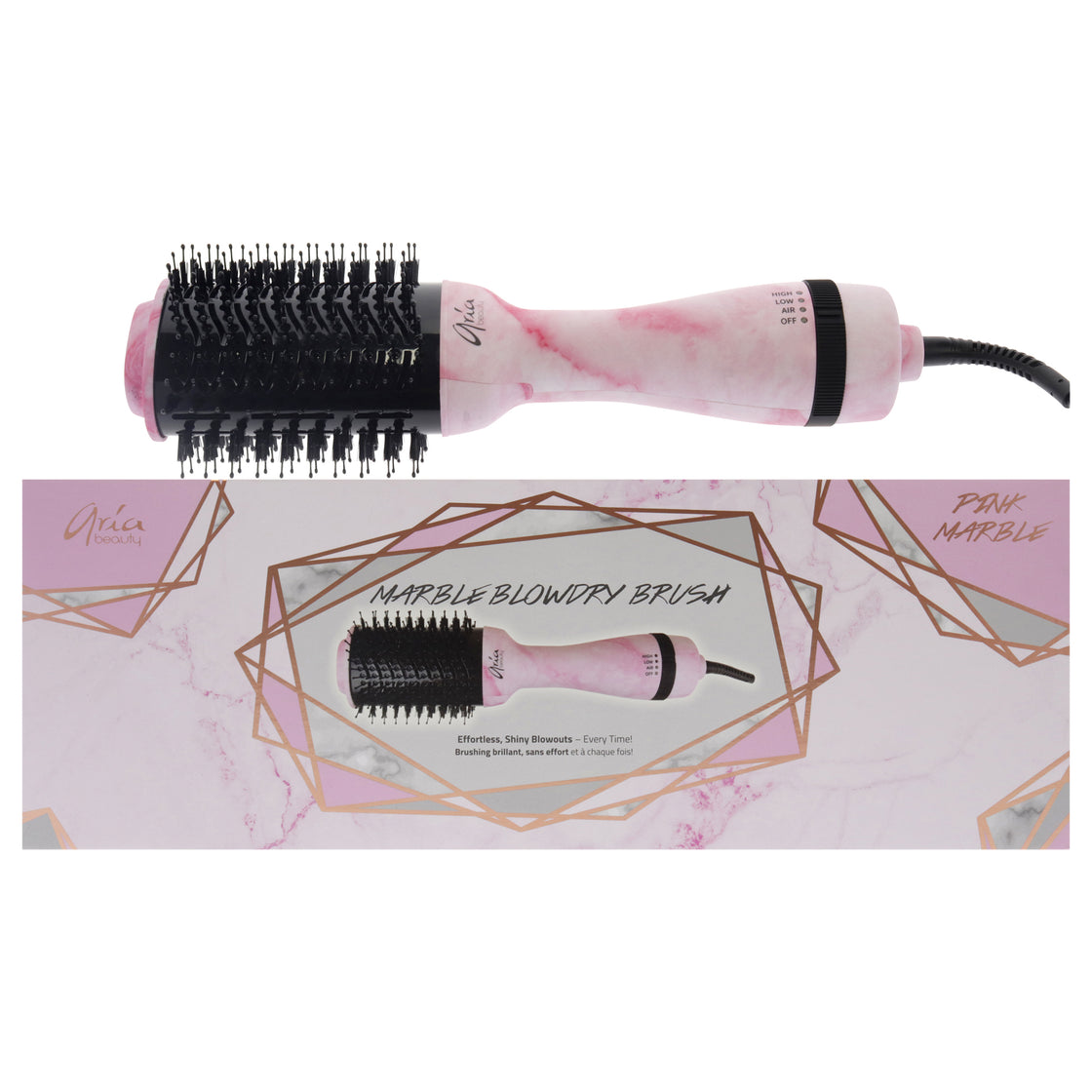 Blowdry Brush - Pink Marble by Aria Beauty for Women - 1 Pc Brush