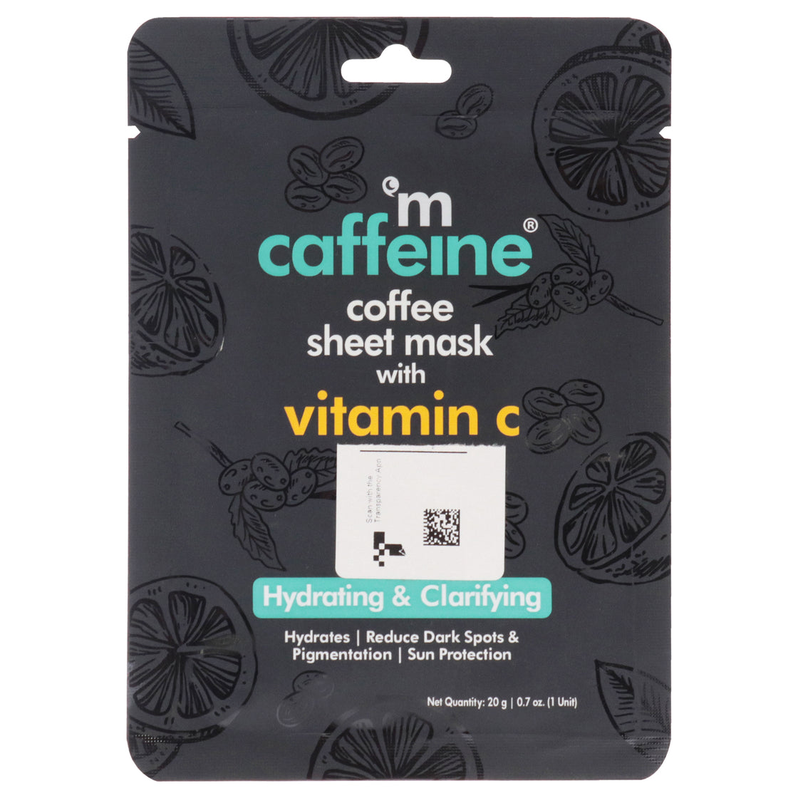 Coffee Sheet Mask with Vitamin C by mCaffeine for Unisex - 0.7 oz Mask