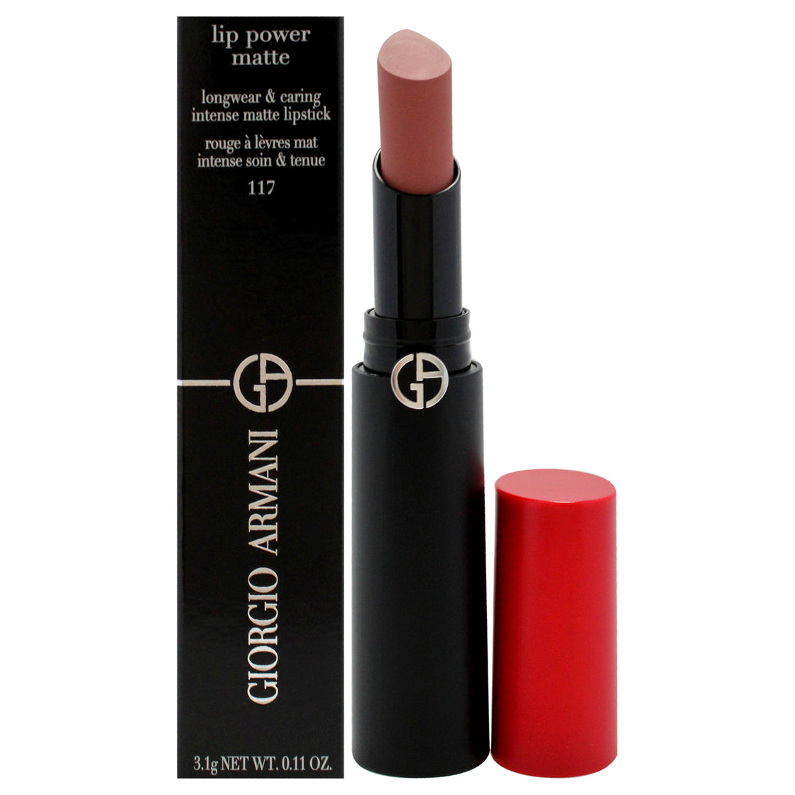 Lip Power Matte Longwear Lipstick - 117 Graceful by Giorgio Armani for Women - 0.11 oz Lipstick