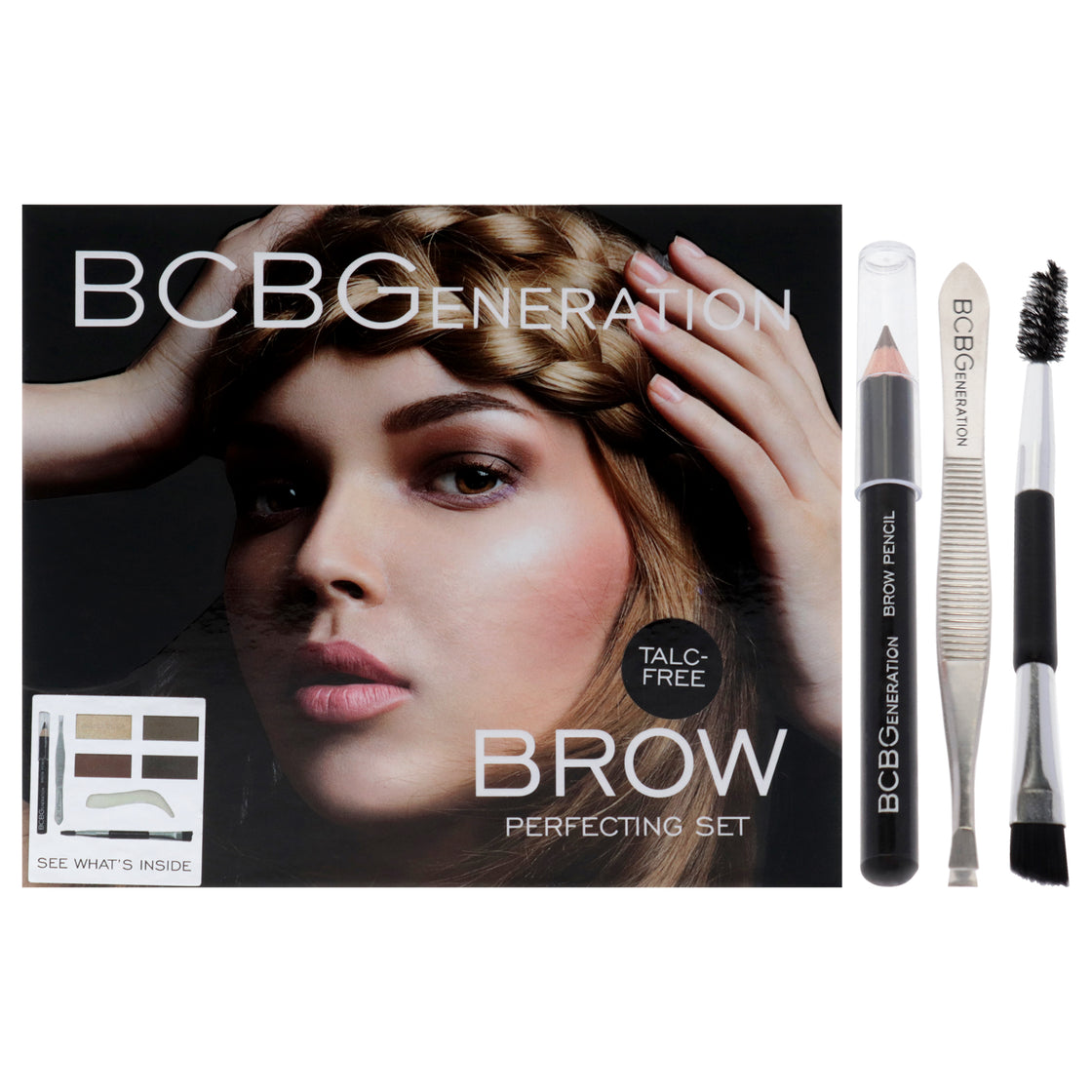 Brow Perfecting Set by BCBGeneration Cosmetics for Women - 6 Pc 0.05oz Highlighter Powder, 3 x 0.05oz Brow Powder, 0.04oz Brow Wax, Brow Pencil, Tweezer, Spoolie and Eyebrow Brush