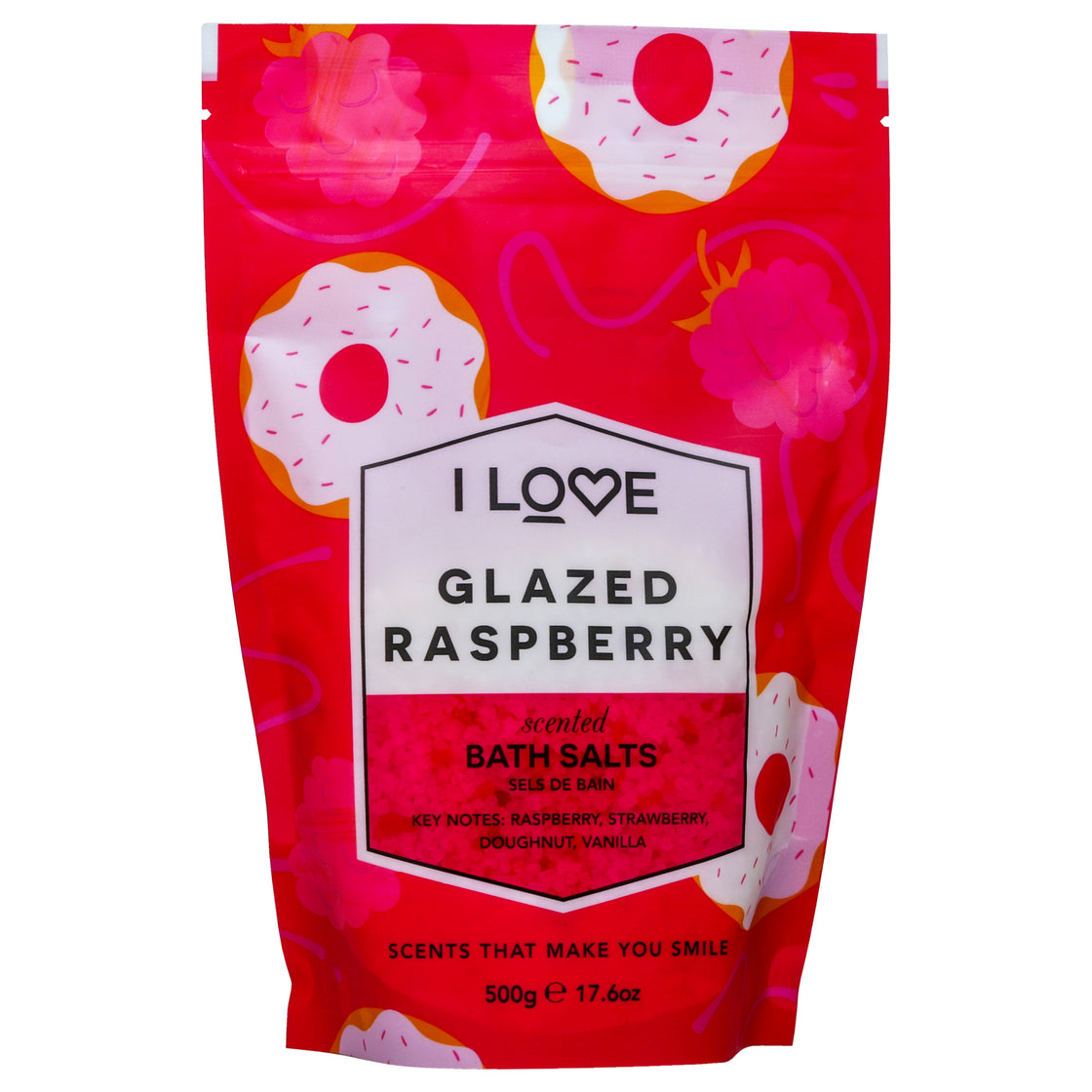 Scented Bath Salts - Glazed Raspberry by I Love Cosmetics for Women - 17.6 oz Bath Salt