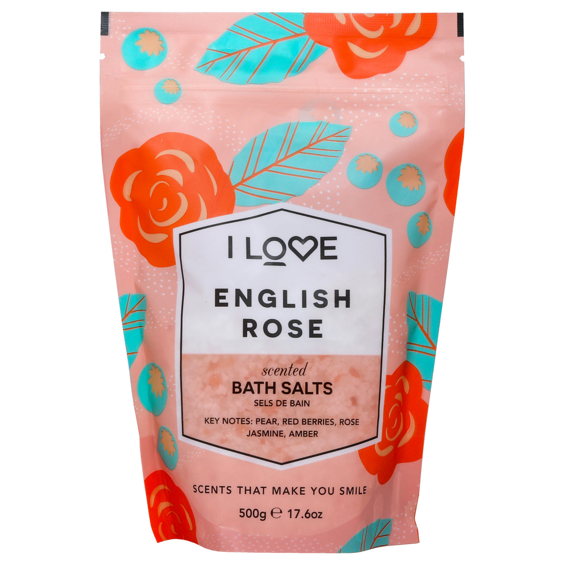 Scented Bath Salts - English Rose by I Love Cosmetics for Women - 17.6 oz Bath Salt