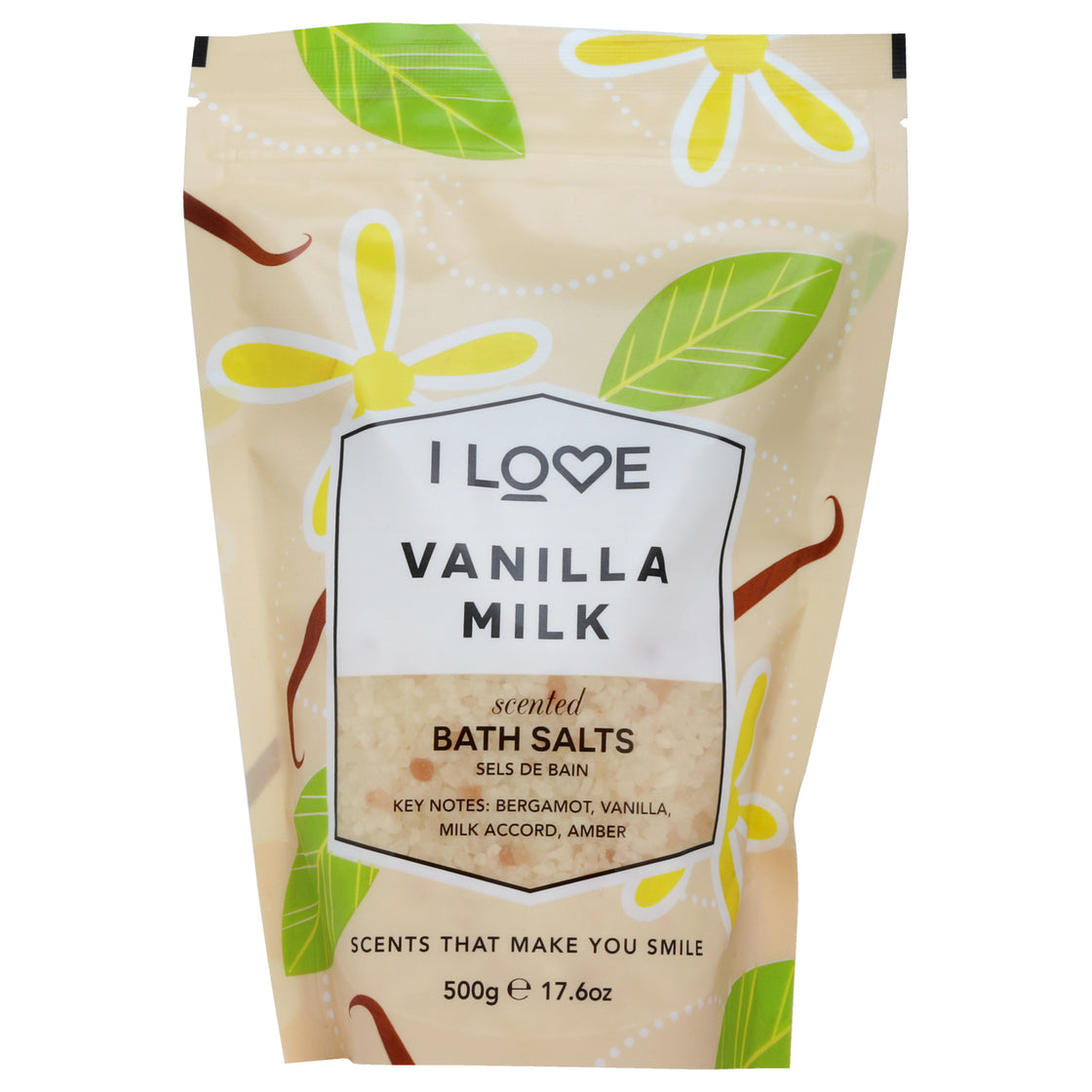 Scented Bath Salts - Vanilla Milk by I Love Cosmetics for Women - 17.6 oz Bath Salt