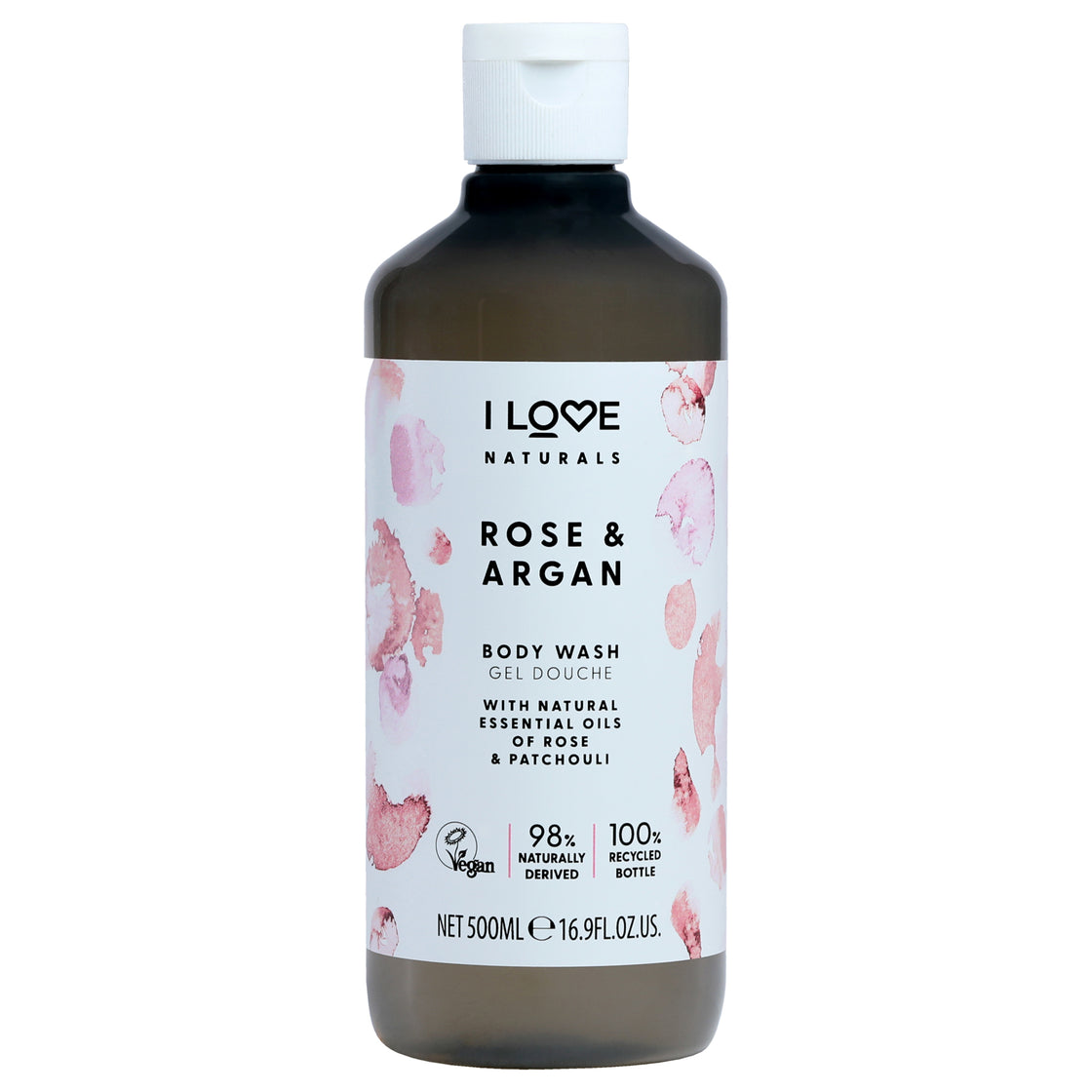 Naturals Body Wash - Rose and Argan by I Love Cosmetics for Women - 16.9 oz Body Wash