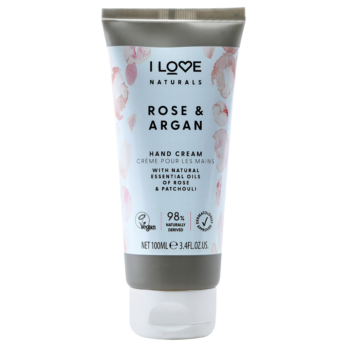 Naturals Hand Cream - Rose and Argan by I Love Cosmetics for Women - 3.4 oz Cream