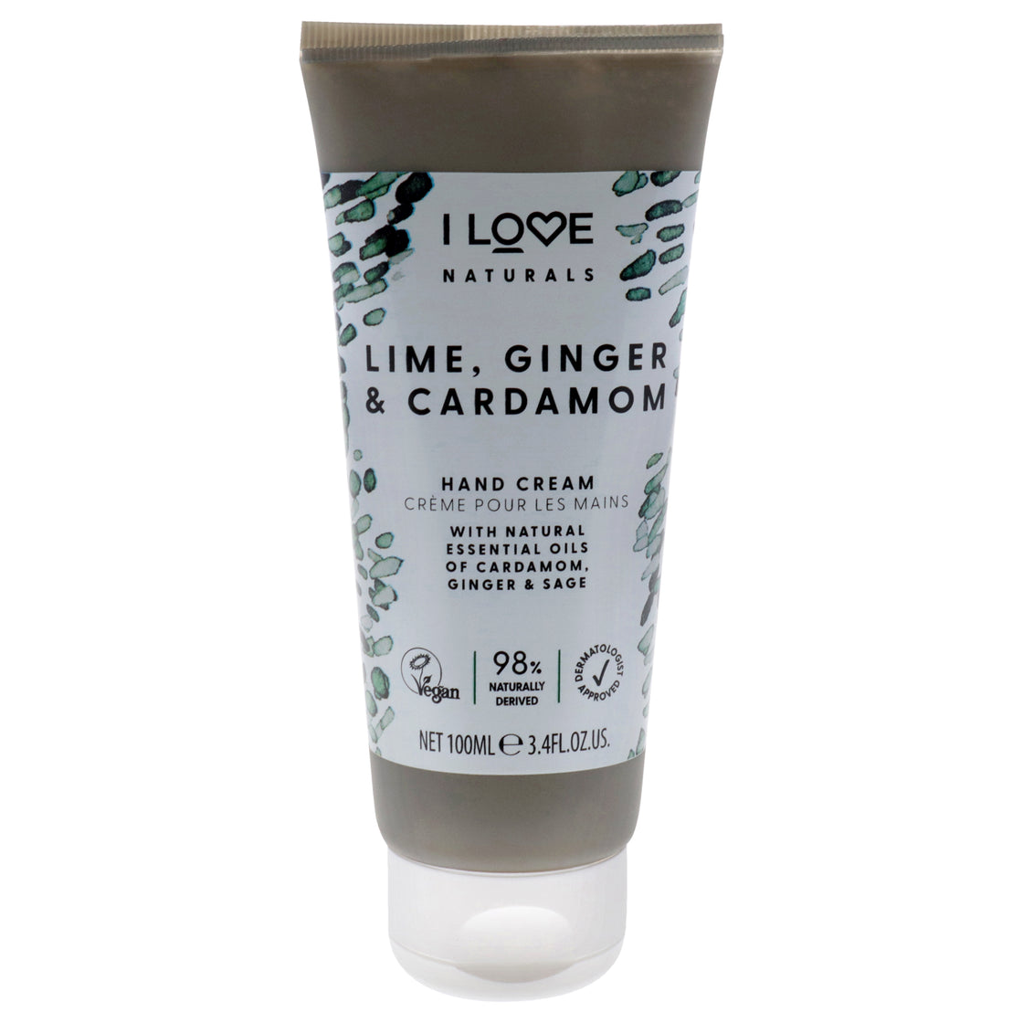 Naturals Hand Cream - Lime-Ginger and Cardamon by I Love Cosmetics for Women - 3.4 oz Cream