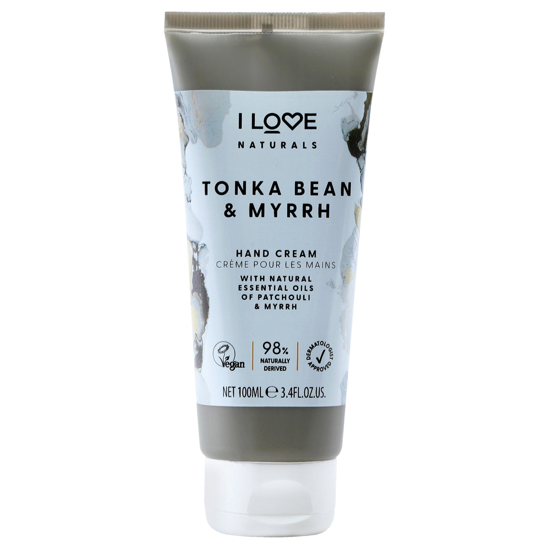 Naturals Hand Cream - Tonka Bean and Myrrh by I Love Cosmetics for Women - 3.4 oz Cream